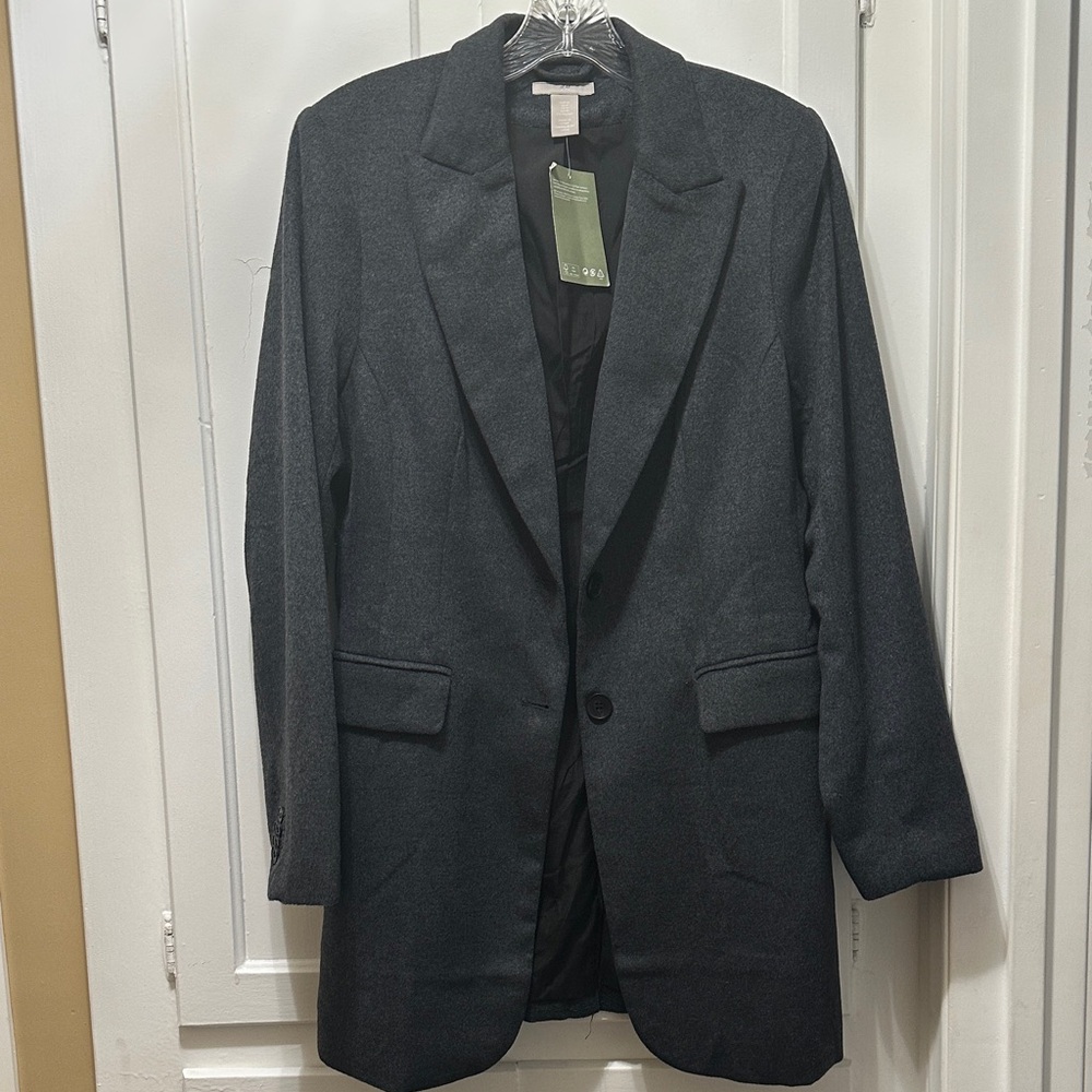 H&MCharcoal Gray oversized Blazer size M nwt